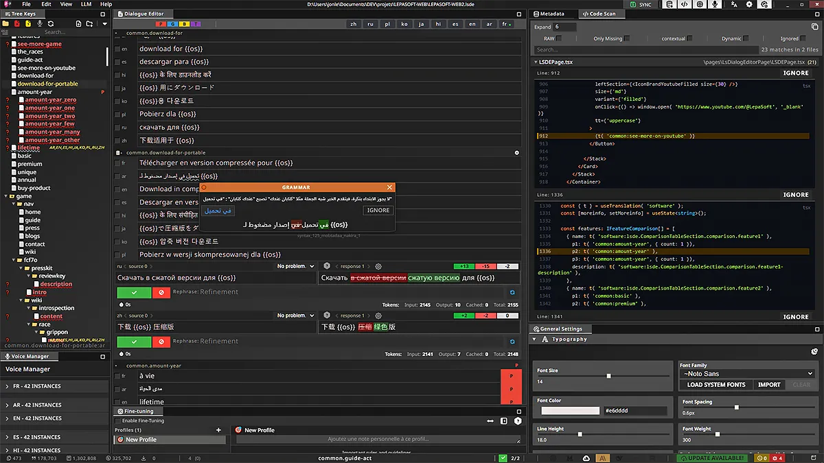 LSDE: A Dialogue, Translation and Localization Tool for Phaser
